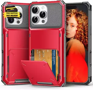 For Iphone 16 Pro Max Wallet Case 5 Credit Card Holder Flip Cover Secure Back Po - Picture 1 of 8