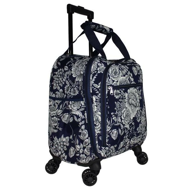18 in. Prints Spinner Carry-On Luggage, Navy White Flowers - Image 1 of 1