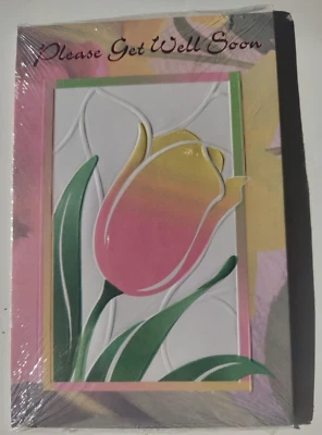 Get Well Greeting Card with Envelope - Please get well Soon with Flower - Image 1 of 3