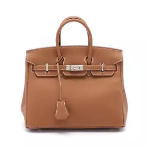 HERMES Birkin 25 Handtasche W Togo Leder Braun Gold SHW - Bild 1 von 5