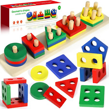 Montessori Spielzeug Ab 1 2 3 Jahre Holz Sortier Stapelspielzeug Mit 21 Blöcken