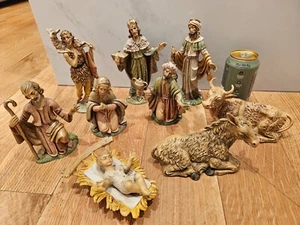 VTG 7.5" inch Euromarchi  Nativity Set Italy 10 Pieces Holy Family Kings Animals - Picture 1 of 17