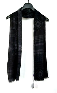 RALPH LAURREN PURPLE LABEL Black Gray Plaid Cashmere Scarf NWT - Picture 1 of 6