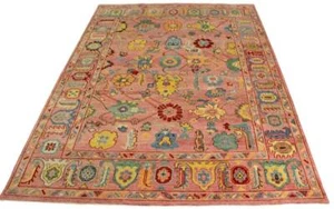 Pink Oushak Hand Knotted Rug 3x5 5x8 6x9 8x10 9x12 10x14 ft Handmade for Home. - Picture 1 of 10