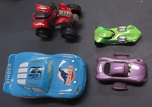 LOT of 4 Mixed Toy Cars Various Pixar Hot Wheels ATV Dinoco 4 Wheeler - Picture 1 of 6