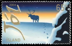 ICELAND 1032 - Christmas "Reindeer in Snow" (pb40876) - Picture 1 of 1
