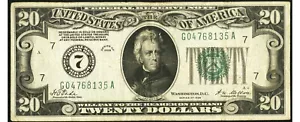 1928 $ 20 Federal Reserve Note XF oder High VF ** einlösbar in Gold ** Fr 2050-G - Bild 1 von 2