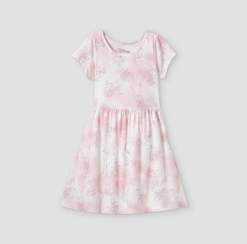 Girls' Disney Proud Family Skater Dress Pink/White Size X-Large