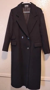 Karen Petites black wool trench coat - Picture 1 of 6