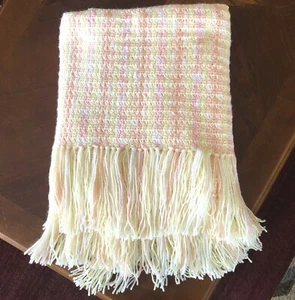 VTG Hand Crocheted Cozy Yellow Crib Afghan Throw Blanket Unisex Boy Girl Clean - Picture 1 of 5