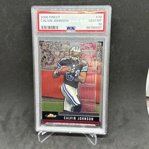 2008 Topps Finest ~ Calvin Johnson ~  PSA 10!!!  HOF DETROIT LIONS 🦁 Pop 2!! - Picture 1 of 2