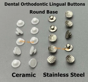 Botones linguales de ortodoncia dental adhesivos cerámica SS soporte base malla redonda - Imagen 1 de 14