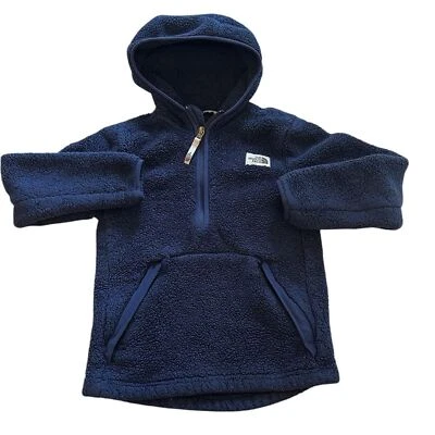Boys The North Face 1/4 Zip Sherpa Kangraroo Pocket Small 7/8 Blue - Imagem 1 de 4