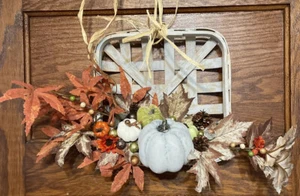 "Cinasta de tabaco" corona con adornos de otoño colgar en puerta/pared plana 10"" x 10" - Imagen 1 de 6