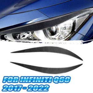 Carbon Headlight Eyelid Lamp Eyebrow Trim Cover for Infiniti Q50 2014-2019 2020 - Picture 1 of 10