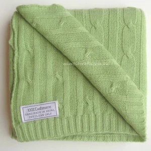 Manta de cachemir para bebé tejido con cable cálida suave envoltura de transporte verde para bebé recién nacido - Imagen 1 de 6
