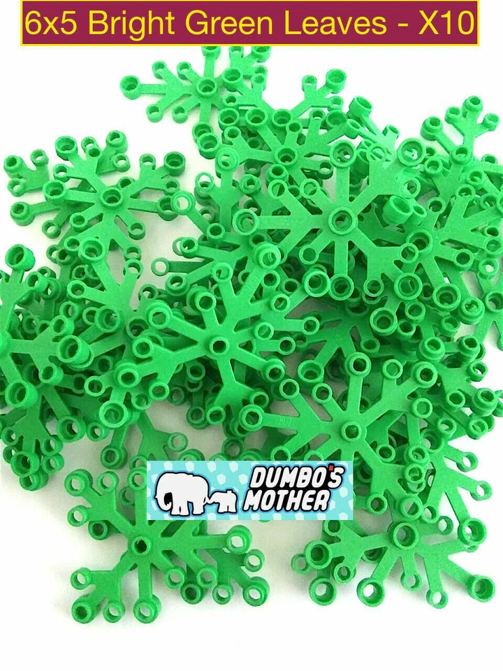 Lego 6x5 Bright Green Leaf Plant Leaves Tree Foliage City Star Wars NEW X10 - Image 1 of 1