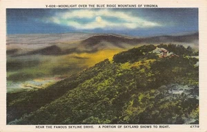 Moonlight over the Blue Ridge Mountains Postcard Virginia - Picture 1 of 2