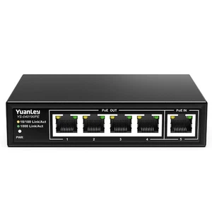 5 Port PoE Extender Gigabit with 4 PoE Out, 90W in, IEEE 802.3af/at/bt Mini 5... - Picture 1 of 7