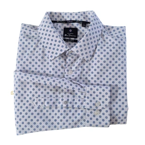 Ben Sherman All way Stretch Slim Fit Sz XL 17/17.5 34/35 Dress Shirt White/Blue - Picture 1 of 8