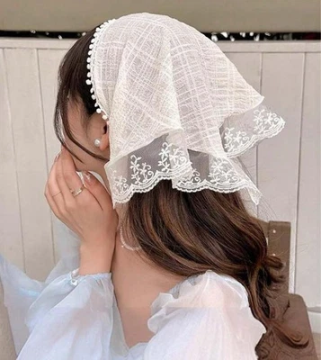 Cachecol Huachi branco bandanas cabeça tiara para cabelo feminino - cachecol de renda...  - Imagem 1 de 4