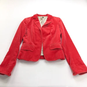 J.Crew 0 Orange Velour Velvet Womens Cotton Button Blazer Jacket - Picture 1 of 18