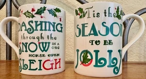 PAIR 2 LENOX CHRISTMAS MUGS 4.5" H - Picture 1 of 5