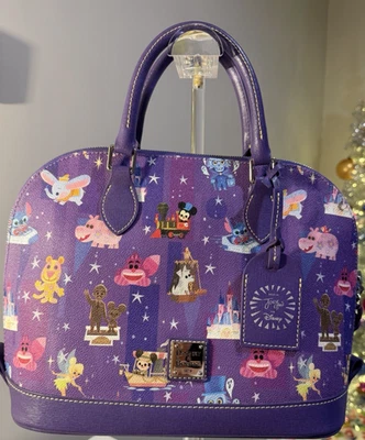Disney Parks Dooney & Bourke Joey Chou Purple Zip Satchel Bag Pre-Owned - Image 1 of 4