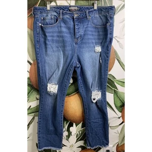Pantalones de mezclilla rectos de tiro alto Torrid talla 18R mezcla de algodón azules - Imagen 1 de 8