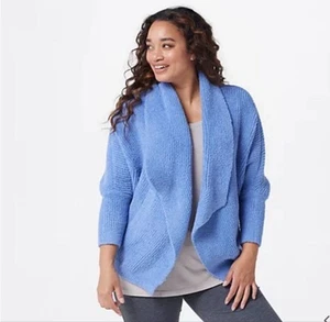 Barefoot Dreams CozyChic Chevron Ribbed Cardigan Blue Women L/XL Large X-Large. - Picture 1 of 12