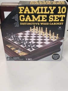 Family 10 Game Set - Chess, Checkers, Backgammon, Tic Tac Toe, Mancala & More - Picture 1 of 5