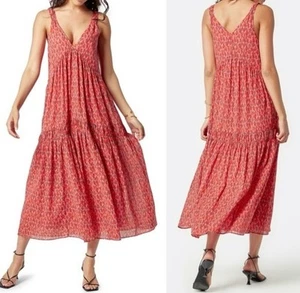 New Anthropologie Joie Tea Rose Red Tiered Maxi Dress Large Sleeveless Boho Chic - Picture 1 of 7