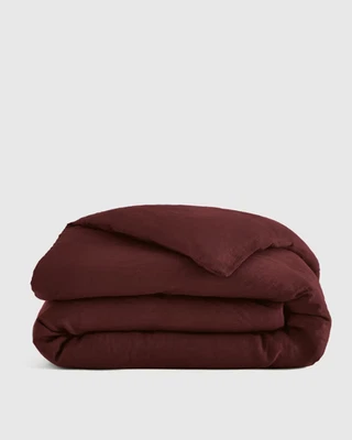 Funda nórdica Quince King Cal King lino lino SOLO SIN FARSAS Borgoña nueva sin etiquetas Foto 1 de 3