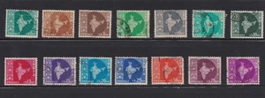 INDIEN - Karte von Indien 1957-1958 - #262-275 - Satz mit 14 Briefmarken - gebraucht - Lot IN02 - Bild 1 von 2