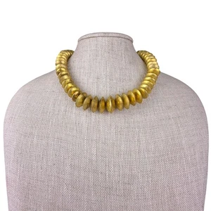 Handgefertigte goldfarbene Messing Statement Halskette 15 Zoll Halsband Markas 950 gemarkt - Bild 1 von 5
