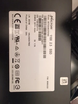 Micron 1100 2TB 2.5" SATA III Solid State Drive SSD MTFDDAK2T0TBN - Immagine 1 di 2