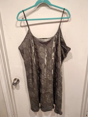 Lane Bryant Intimates NWT Olive Green Satin Floral Slip Dress Nightgown Sz 26/28 - Image 1 of 4