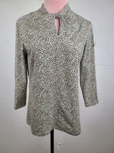 J.Mclaughin Womens  Blouse Small Mock Neck  3/4 Sleeve Abstract  Print - Picture 1 of 13