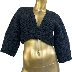 Custom Vintage Persian Curly Hair Lamb Cropped Bolero Style Abend Jacke - Bild 1 von 8