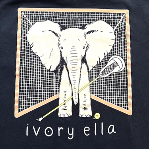 Ivory Ella Women's XL Lacrosse Elephant Long Sleeve T Shirt Navy Blue Organic - Picture 1 of 10