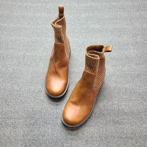 Universal Thread Boots Womens Size 8 Brown Ankle Pull-On Knit Chelsea Casual - Picture 1 of 10