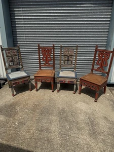 Set Of 4 Dining Chairs Rare Aztec Style Delivery Available - Picture 1 of 12