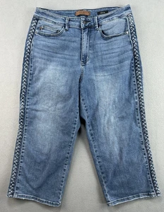 Judy Blue Jeans 16W Braided Shes French Wide Leg Crop Whiskered Blau JB88850 - Bild 1 von 10