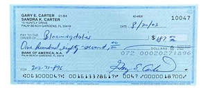 Gary Carter Montreal Expos Signed Bank Check #10047 BAS - Picture 1 of 5