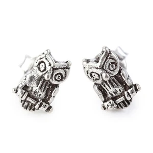 New Pair 925 Solid Sterling Silver Owl Design Earrings - Picture 1 of 1