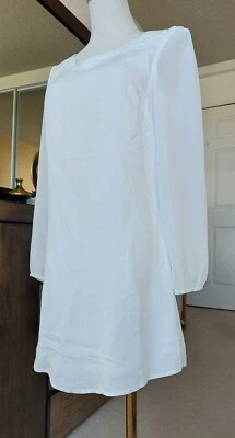 FINDERS KEEPERS High Life white mini shift dress BNWT sheer long sleeves size 8 - image 1 of 4