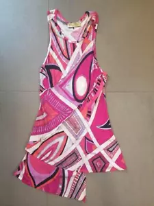 Vestido Emilio Pucci sin mangas rosa blanco estampado integral de Japón - Imagen 1 de 4