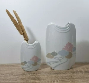 Kaiser West Germany Porcelain Vases x2 – Lotus Floral Design, 1980s Vintage Set - Picture 1 of 11