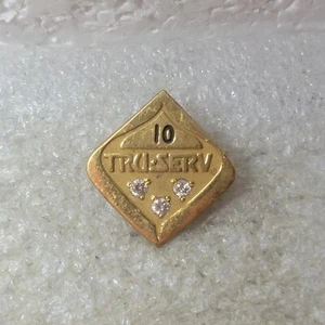 Vintage Tru Serv 10 Years Service Tru Serv 1/10 10KD Lapel Pin Single Lift Back - Picture 1 of 4