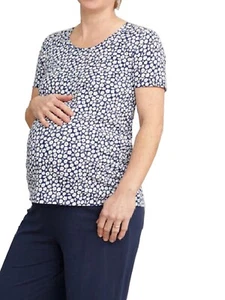 New Ex Seasalt Maternity Top Navy Blue Floral Pregnancy T-shirt Size 8 - 20 - Picture 1 of 4